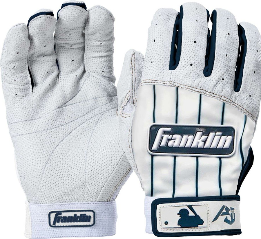 Batting Gloves * | Franklin Adult Pro Classic Judge Striped Batting Gloves For Men White