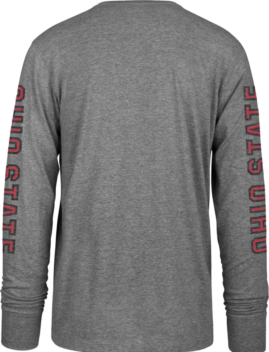 Shirts * | 47 '47 Men'S Ohio State Buckeyes Gray Triple Threat Franklin Long Sleeve T-Shirt