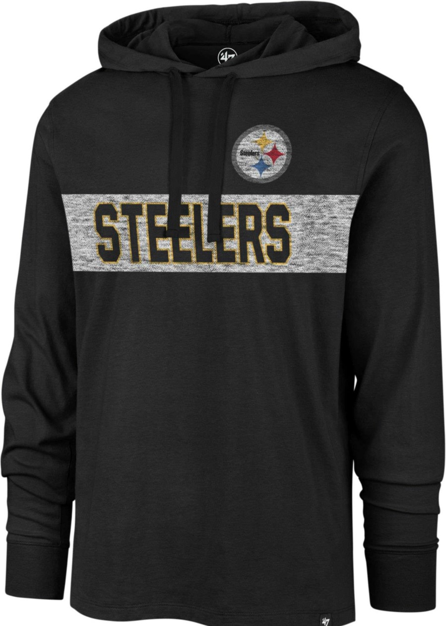 Shirts * | 47 Men'S Pittsburgh Steelers Field Franklin Black Long Sleeve Hooded T-Shirt