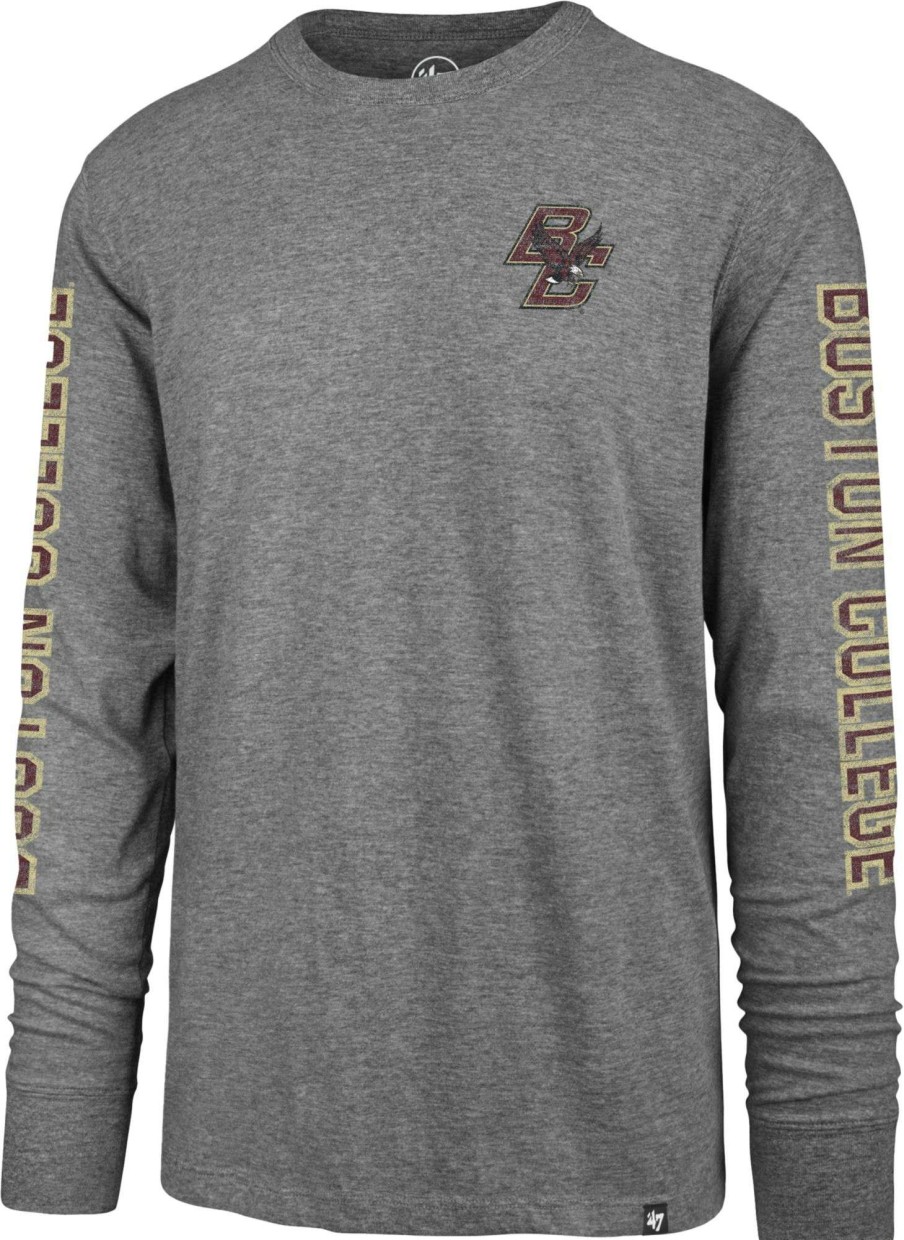 Shirts * | 47 '47 Men'S Boston College Eagles Grey Triple Threat Franklin Long Sleeve T-Shirt