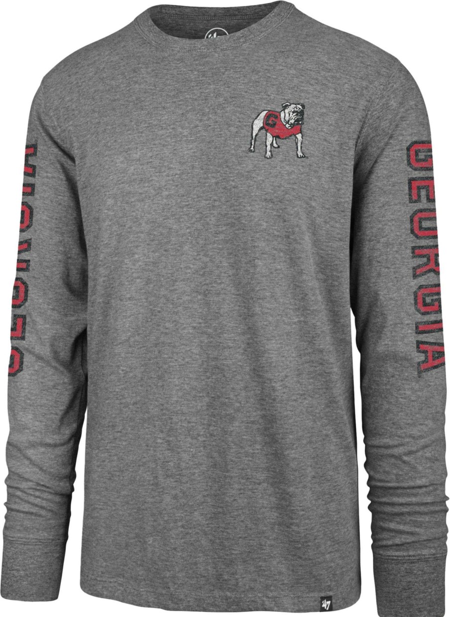 Shirts * | 47 '47 Men'S Georgia Bulldogs Grey Triple Threat Franklin Long Sleeve T-Shirt