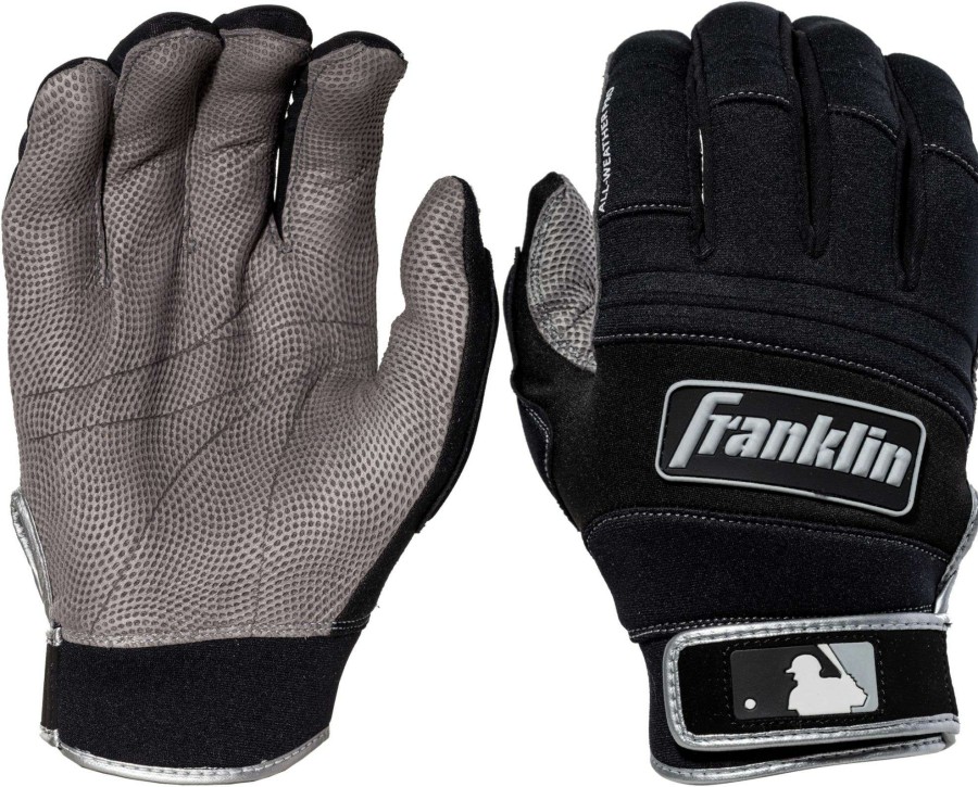 Batting Gloves * | Franklin Adult All Weather Pro Series Batting Gloves For Men Black/Black