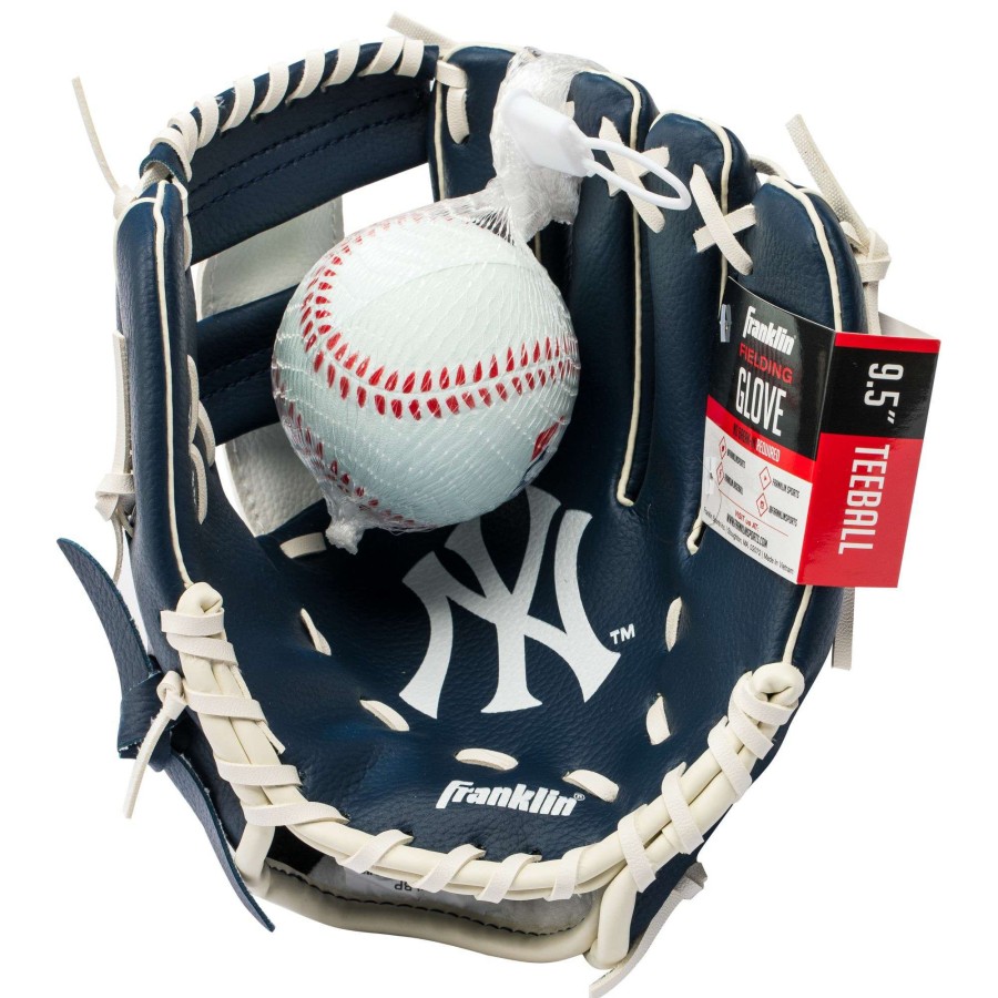 Baseball Gloves * | Franklin Youth New York Yankees Teeball Glove And Ball Set For Unisex