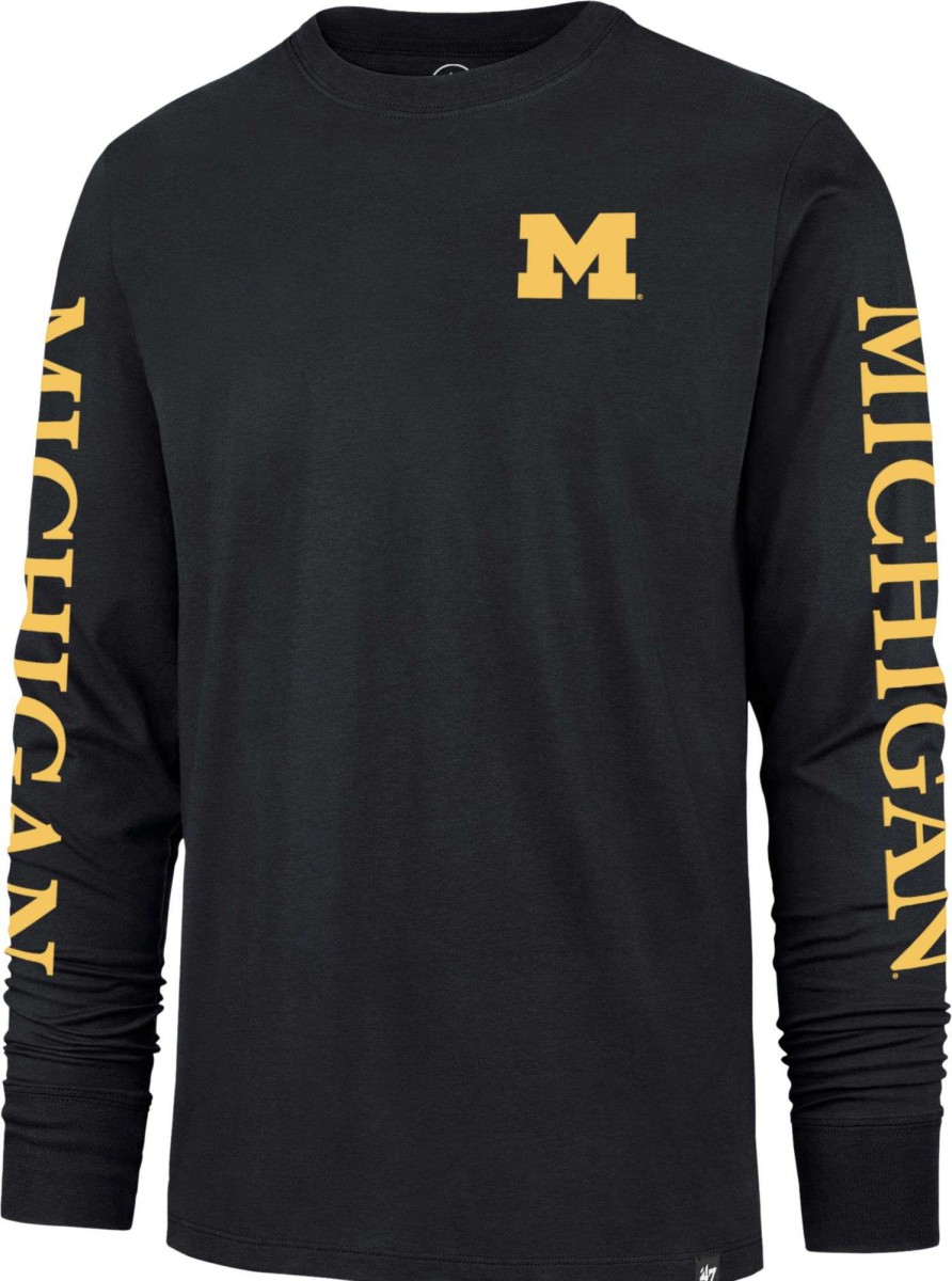 Shirts * | 47 '47 Men'S Michigan Wolverines Blue Triple Threat Franklin Long Sleeve T-Shirt