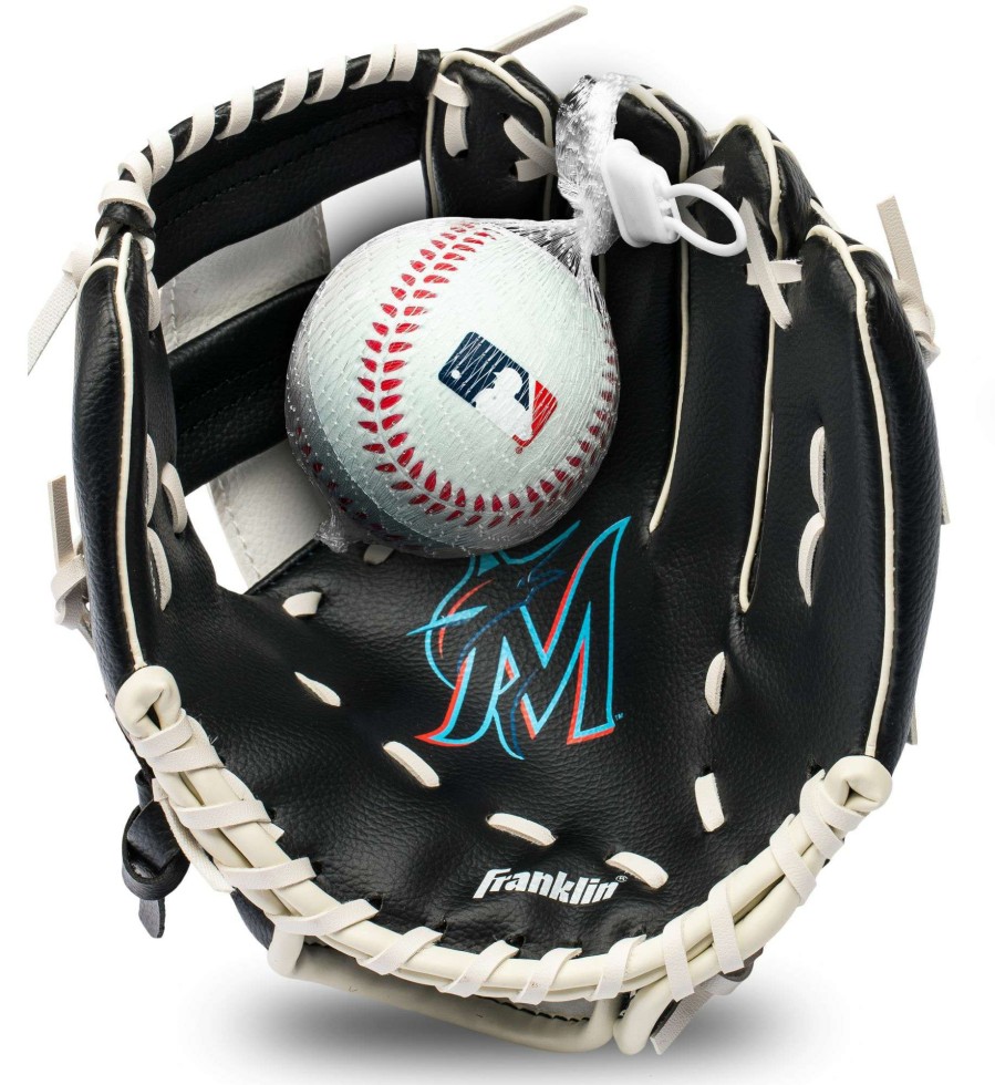 Baseball Gloves * | Franklin Youth Miami Marlins Teeball Glove And Ball Set For Unisex