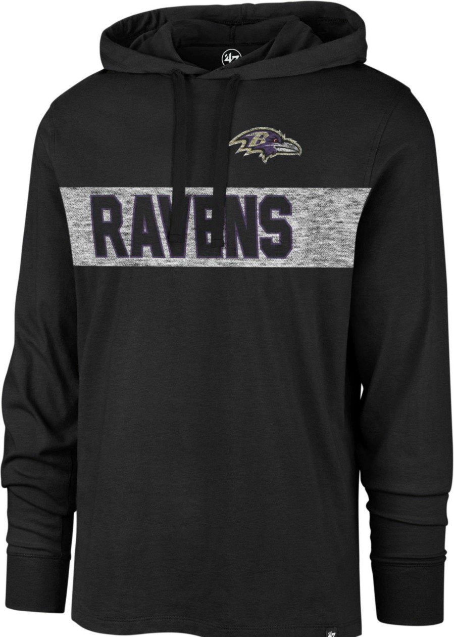 Shirts * | 47 Men'S Baltimore Ravens Field Franklin Black Long Sleeve Hooded T-Shirt