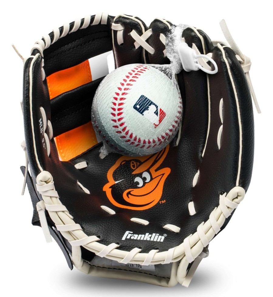 Baseball Gloves * | Franklin Youth Baltimore Orioles Teeball Glove And Ball Set For Unisex