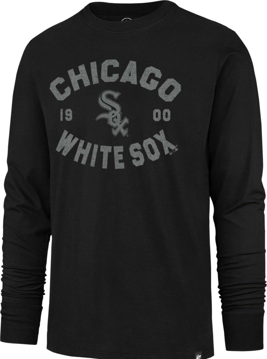 Shirts * | 47 '47 Men'S Chicago White Sox Black Overcast Franklin Long Sleeve T-Shirt