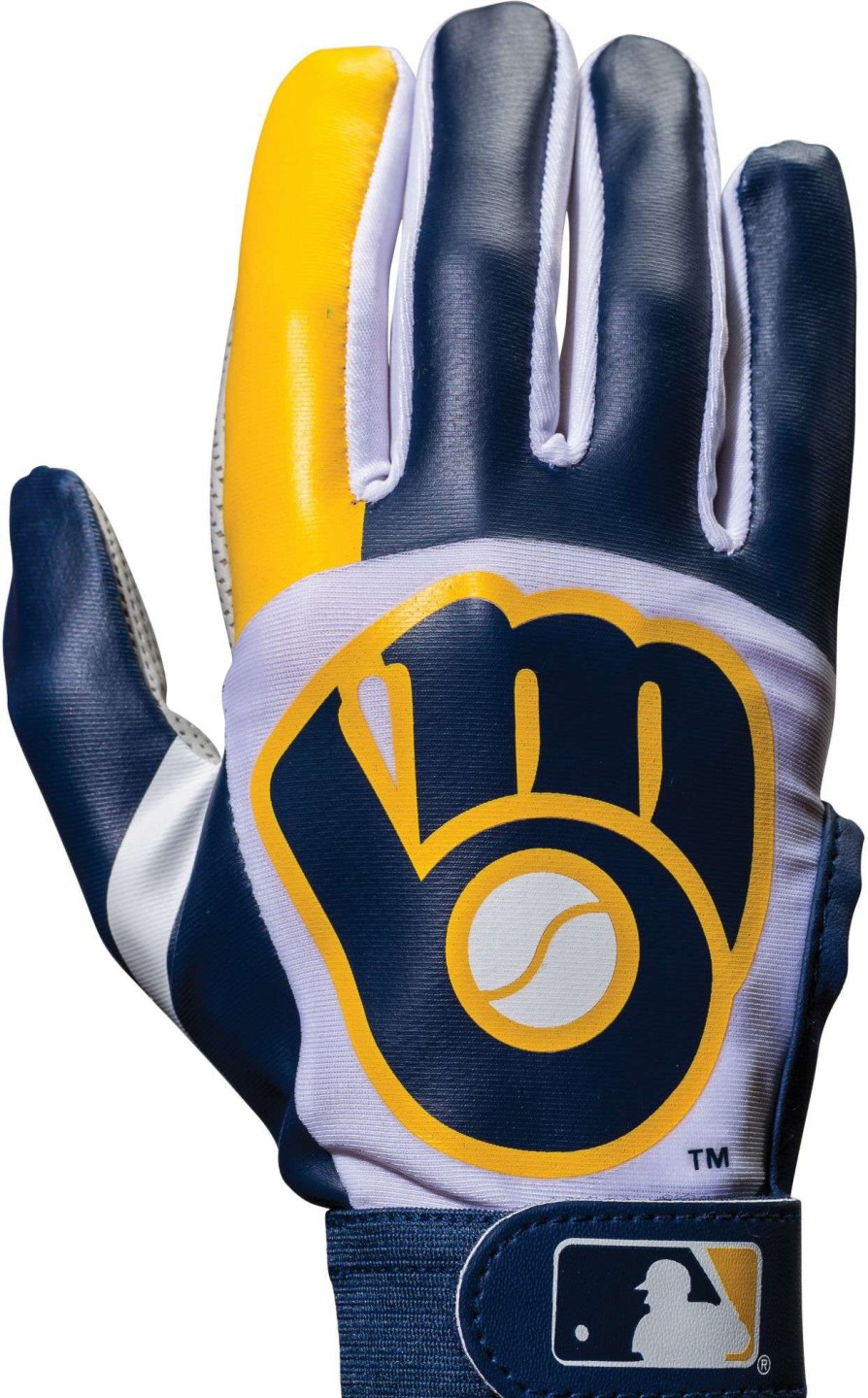 Gloves * | Franklin Milwaukee Brewers Youth Batting Gloves For Men