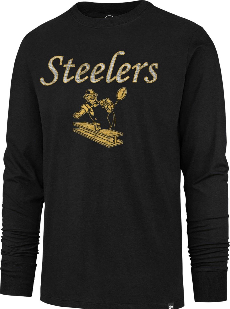 Shirts * | 47 Men'S Pittsburgh Steelers Replay Franklin Legacy Black Long Sleeve T-Shirt