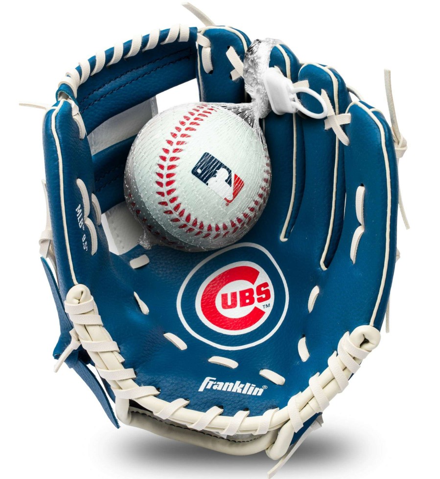 Baseball Gloves * | Franklin Youth Chicago Cubs Teeball Glove And Ball Set For Unisex