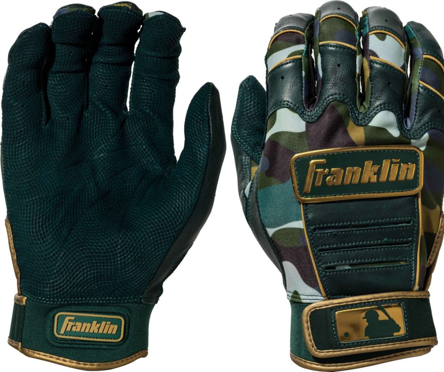 Batting Gloves * | Franklin Adult Cfx Pro Chrome Memorial Day Batting Gloves For Men Green/Gold