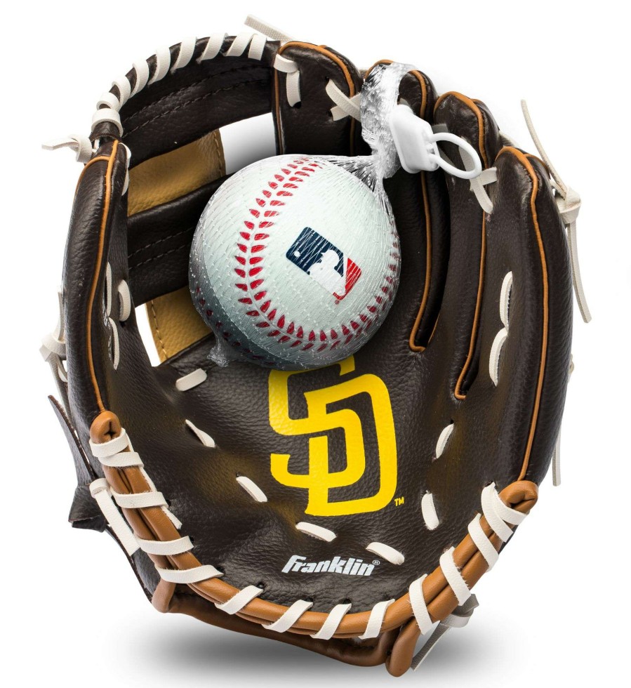 Baseball Gloves * | Franklin Youth San Diego Padres Teeball Glove And Ball Set For Unisex