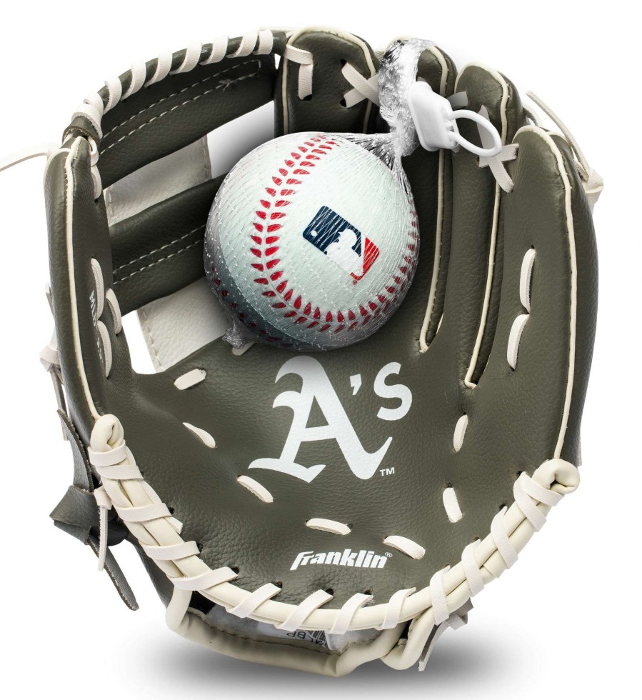 Baseball Gloves * | Franklin Youth Oakland Athletics Teeball Glove And Ball Set For Unisex