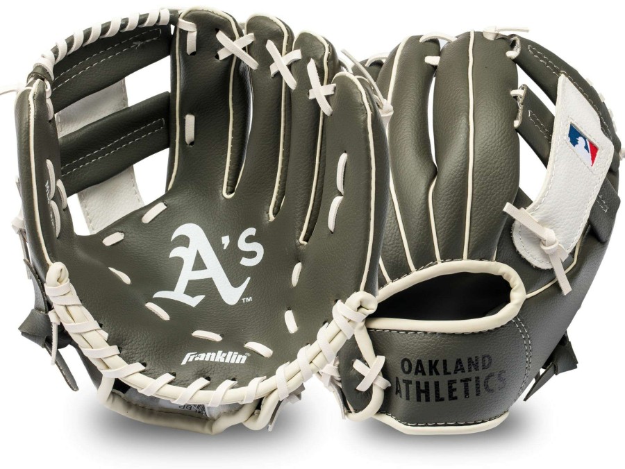 Baseball Gloves * | Franklin Youth Oakland Athletics Teeball Glove And Ball Set For Unisex