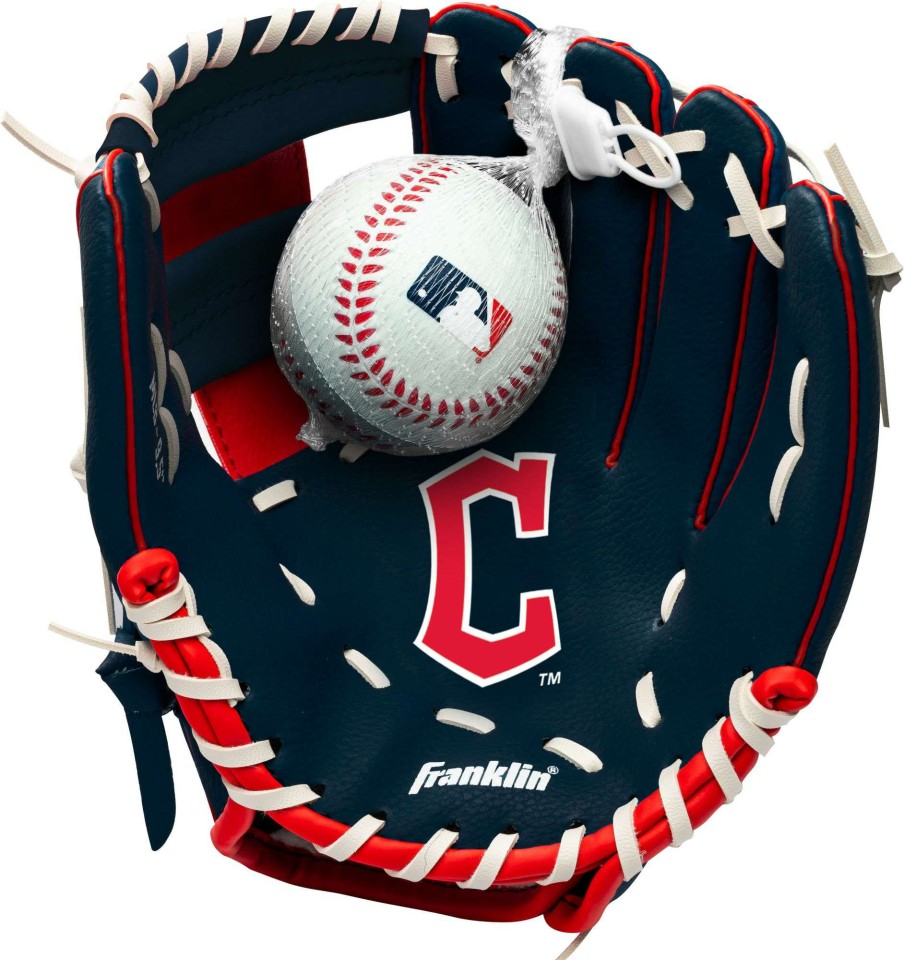 Baseballs * | Franklin Youth Cleveland Guardians Teeball Glove And Ball Set For Unisex