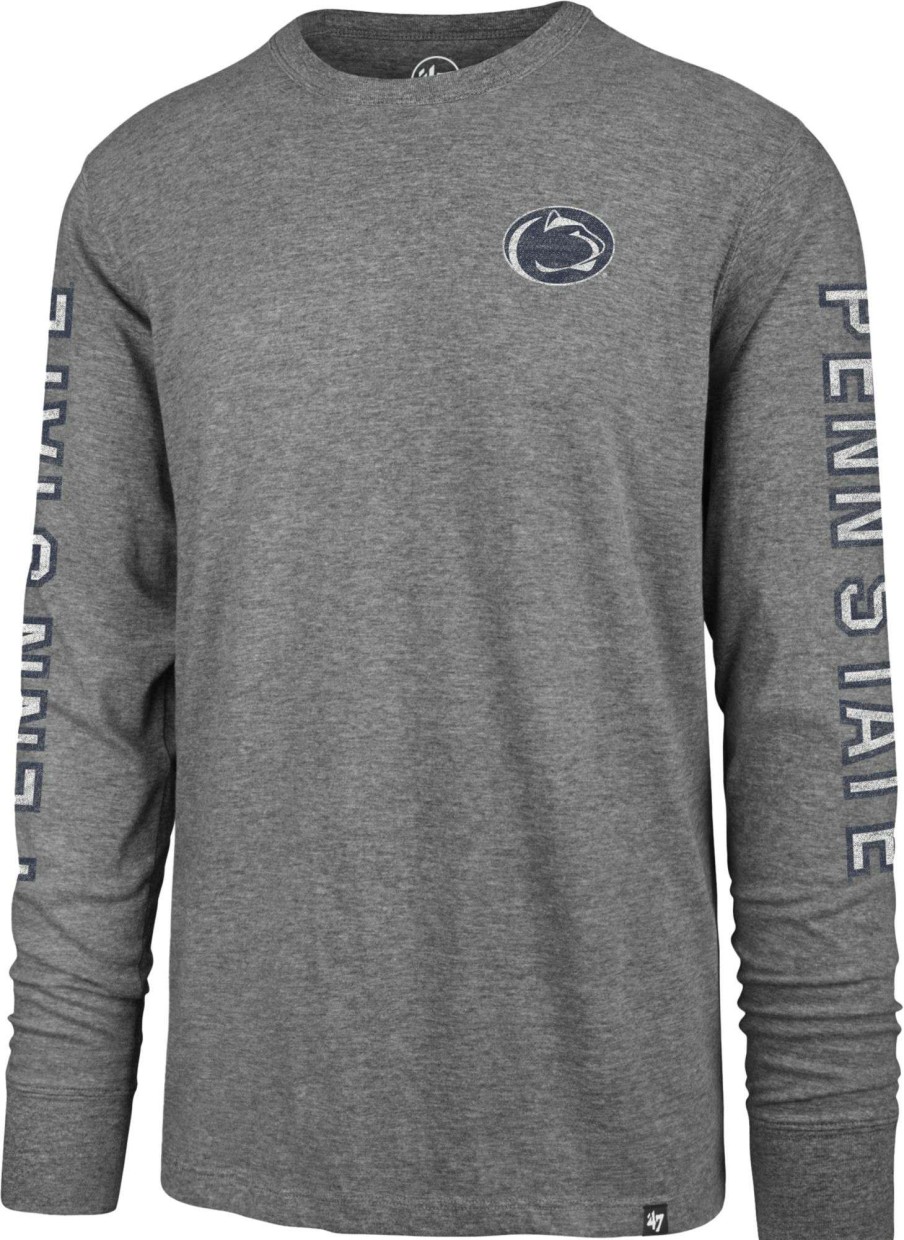 Shirts * | 47 '47 Men'S Penn State Nittany Lions Grey Triple Threat Franklin Long Sleeve T-Shirt