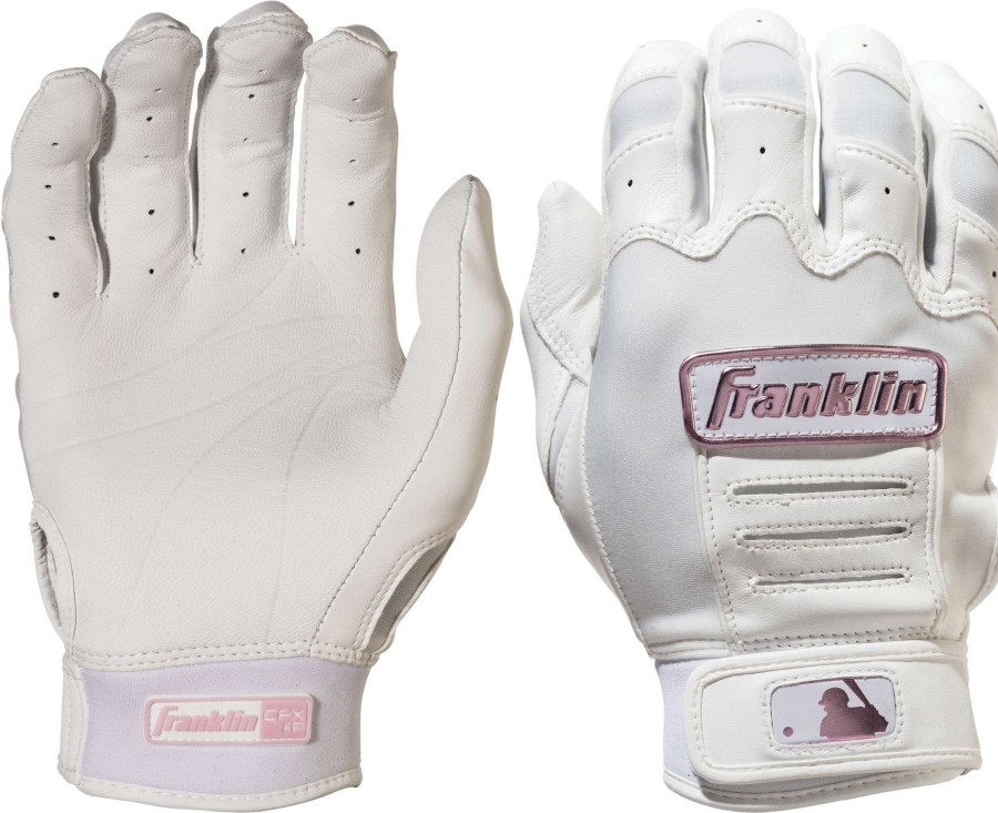 Batting Gloves * | Franklin Women'S Cfx Pro Chrome Series Softball Batting Gloves White/Rose Gold