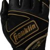 Batting Gloves * | Franklin Adult Powerstrap Batting Gloves For Men Black/Gold