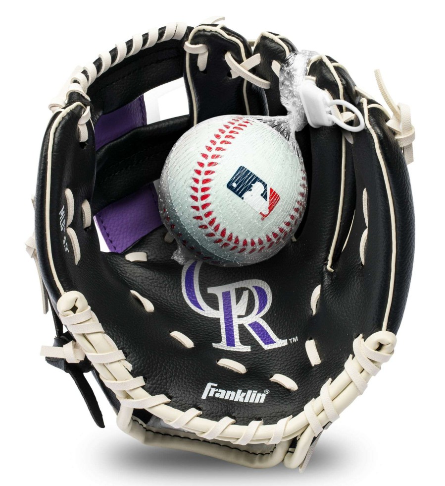 Baseball Gloves * | Franklin Youth Colorado Rockies Teeball Glove And Ball Set For Unisex