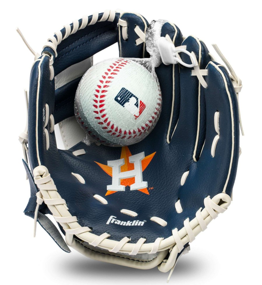 Baseball Gloves * | Franklin Youth Houston Astros Teeball Glove And Ball Set For Unisex